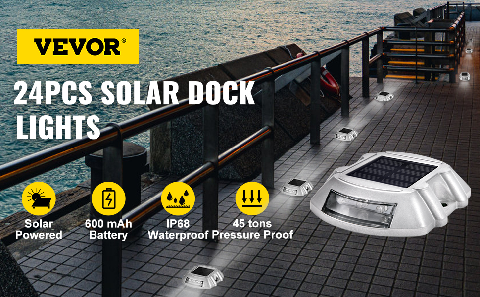 VEVOR Solar Dock Lights Low Voltage Solar Powered Integrated LED Metal Pathway  Light Pack & Reviews