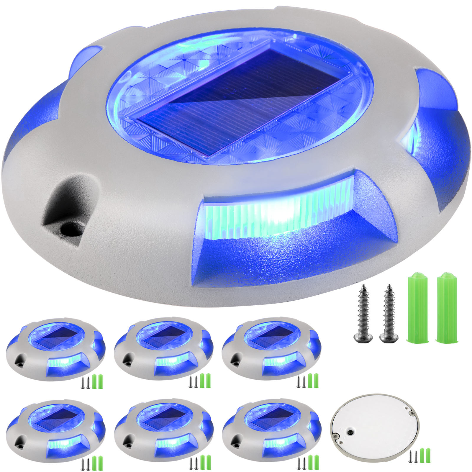 blue solar driveway lights