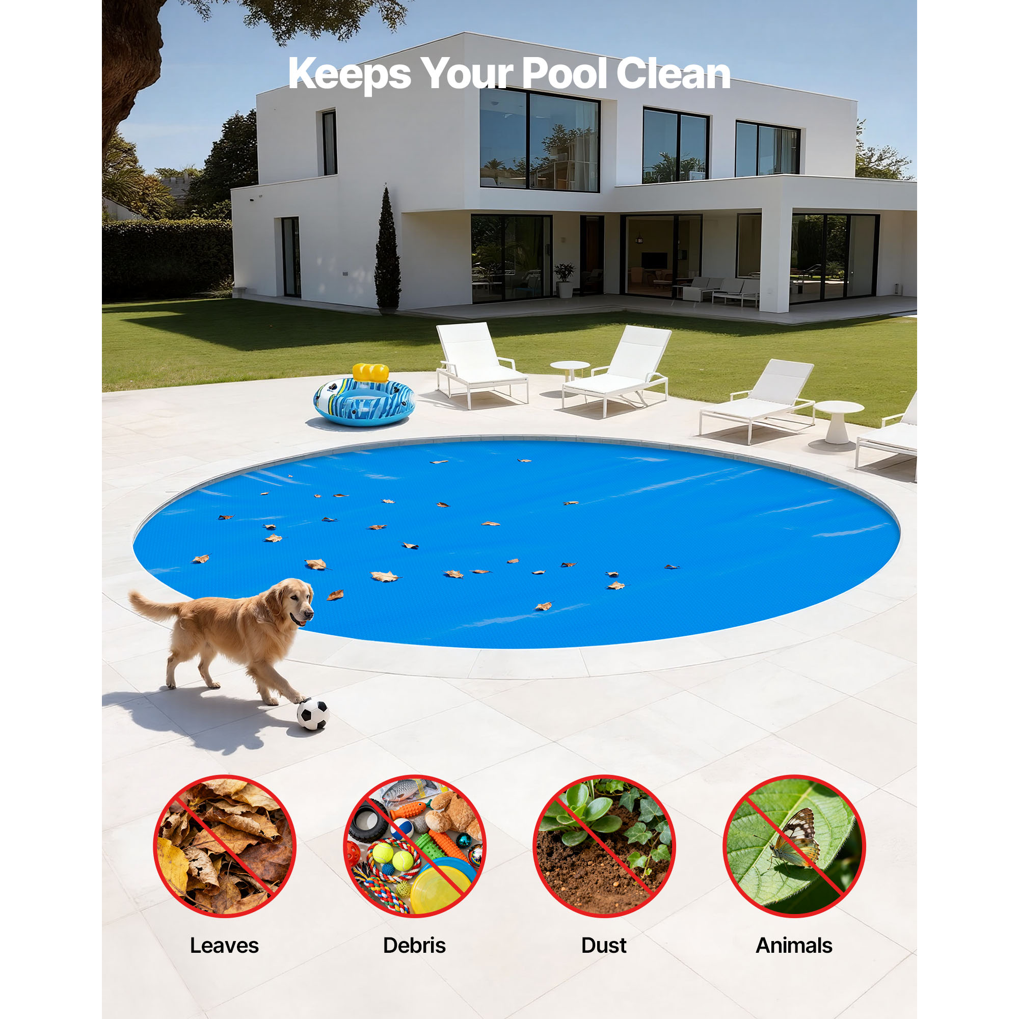 Uimoso 12 Mil Solar Pool Cover - 15/18/24 ft for Round Pools Solar Heating Cover