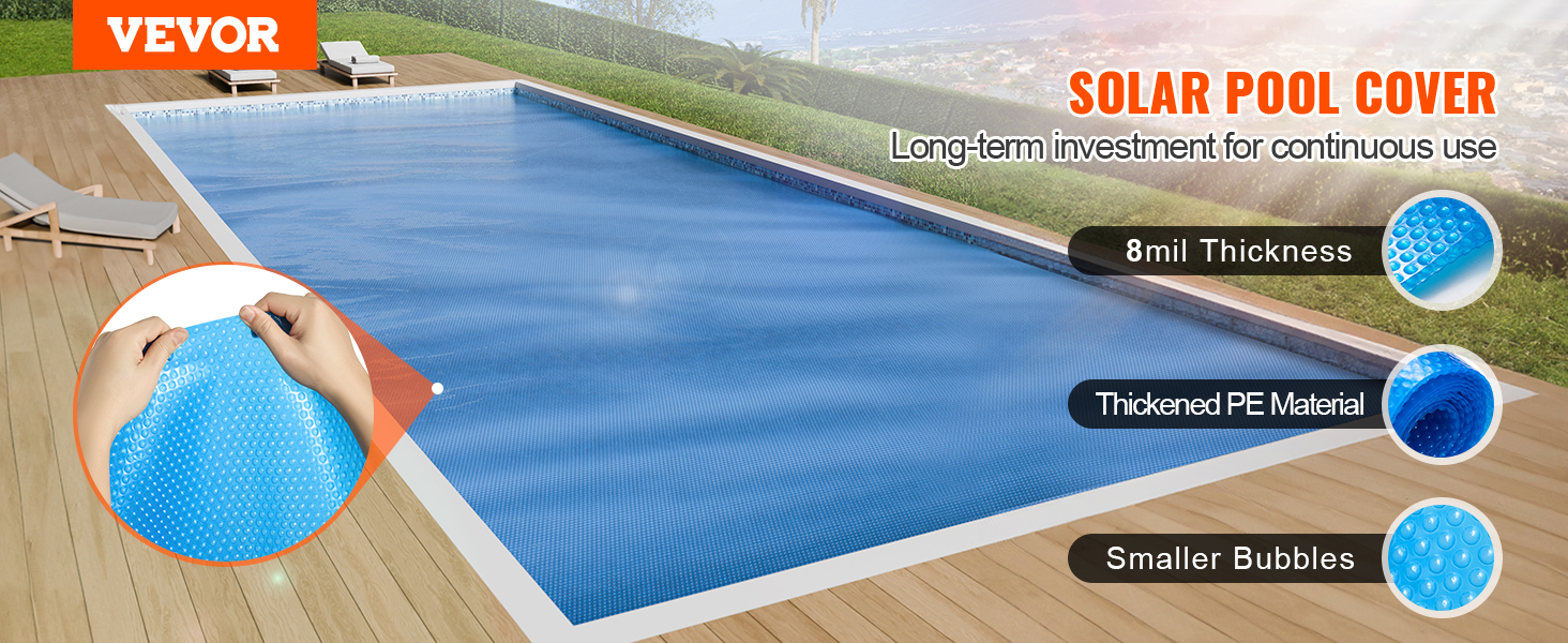 thumbnail image 2 of Solar Pool Cover 28x14 Ft – 16 Mil Inground/Above Ground Pool Blanket 2 of 2