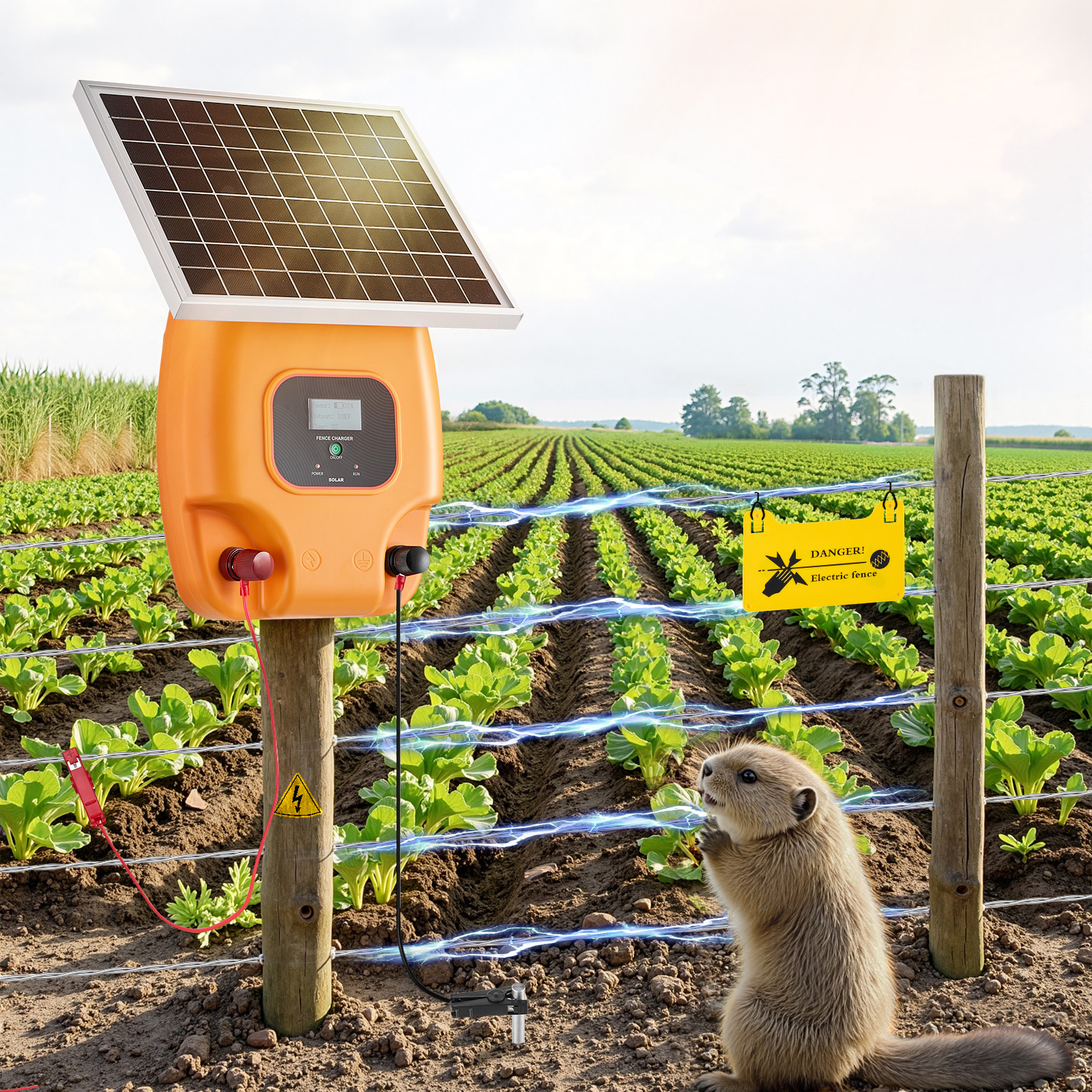 Uimoso 0.3J 0.6J 1.0J Solar Electric Fence Charger for Livestock Energizer Fence 2