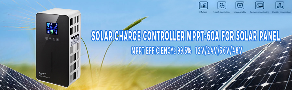 Contrôleur De Charge Solaire Mppt 60a Wifi Travail Automatique 12v24v36v48v Vevor Fr 6184