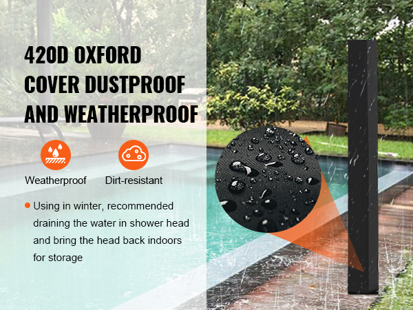 10 Gallon Solar Outdoor Shower - 7.1ft Poolside Shower With Hot/Cold Adjustment & Foot Faucet