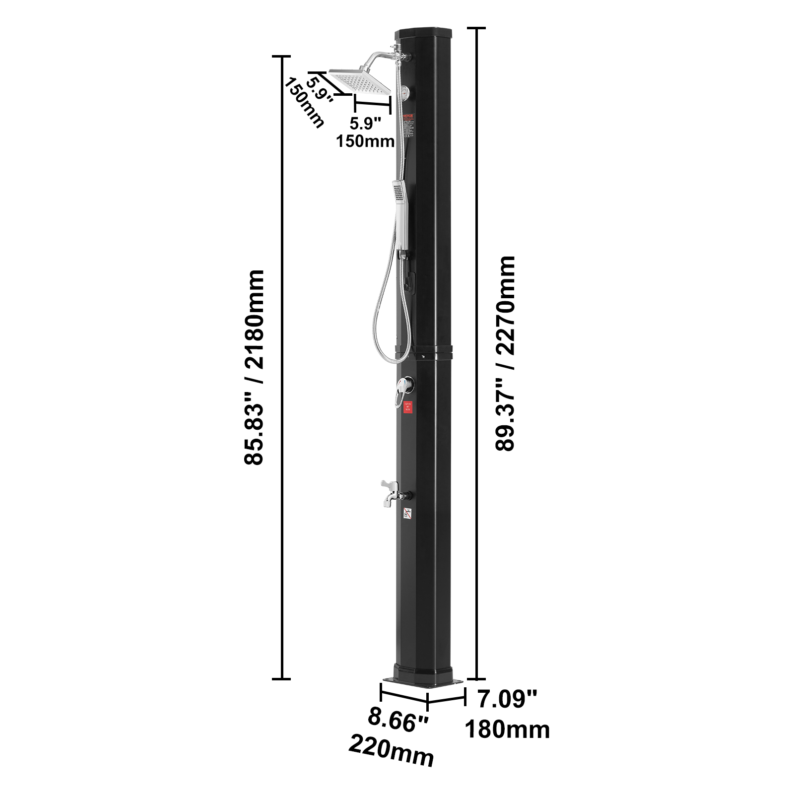 VEVOR Outdoor Solar Heated Shower, 40L Poolside Shower Kit with 2 ...