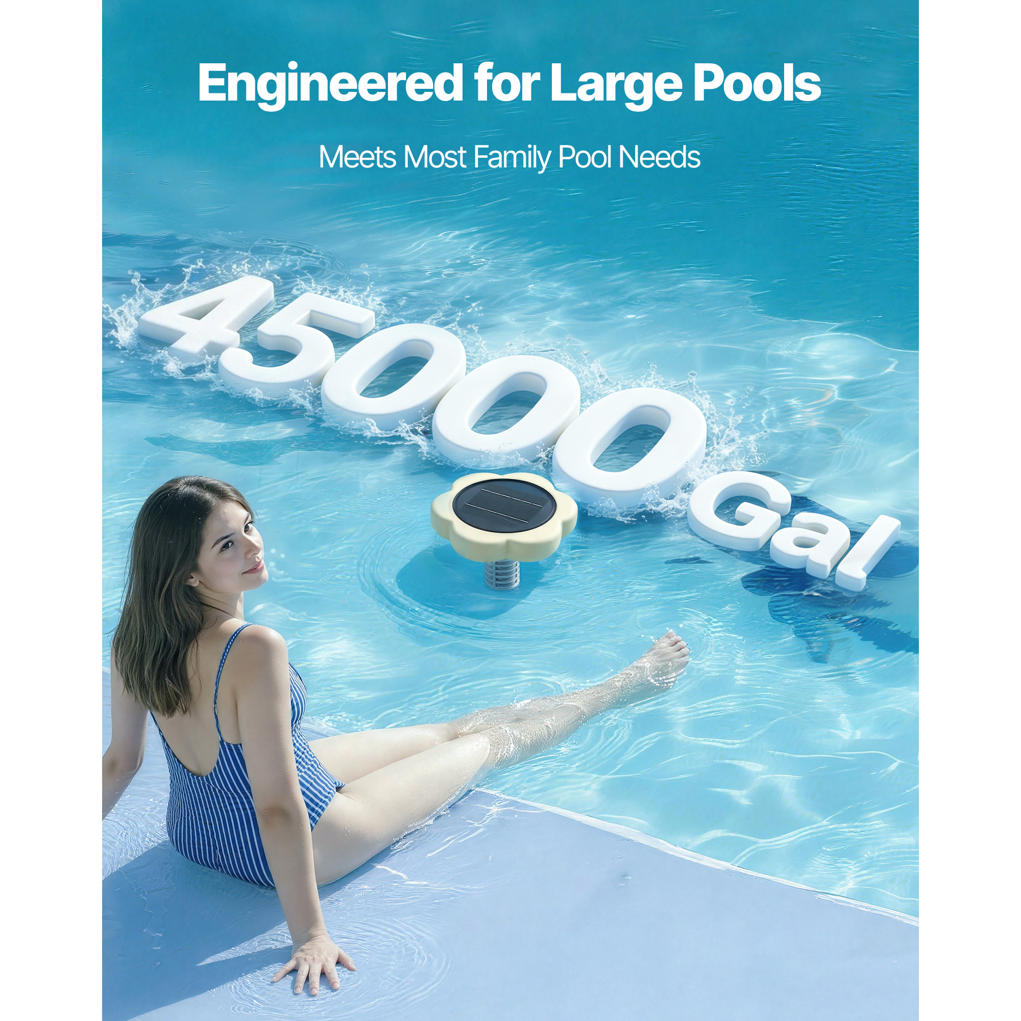 Uimoso Solar Pool Ionizer Petal/Hexagon/Round Design Pools Up to 35000/45000 Gal