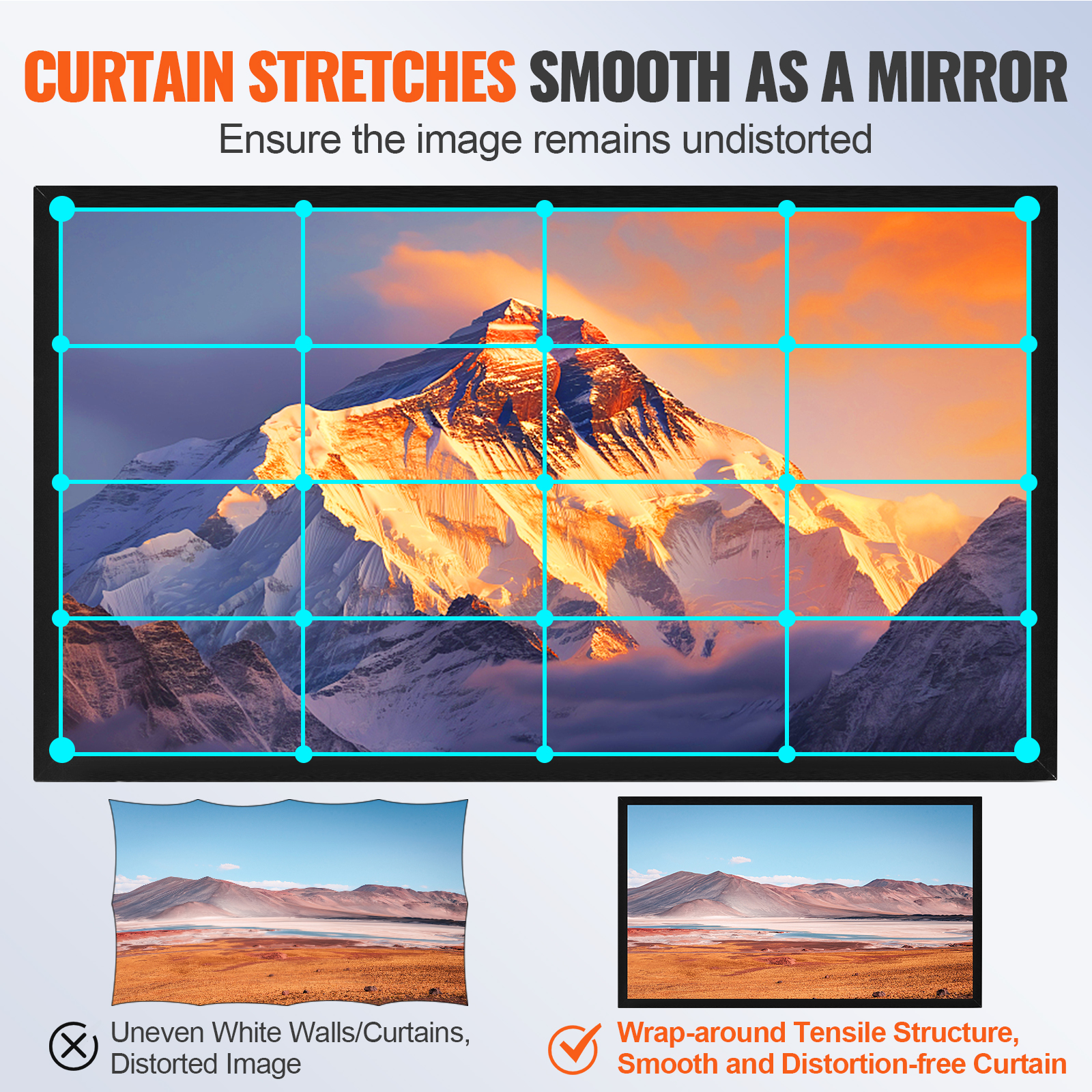 VEVOR 100"-155" Projector Screen 16:9 HD 4K Home Theatre 3D Aluminum & PVC - Picture 28 of 132
