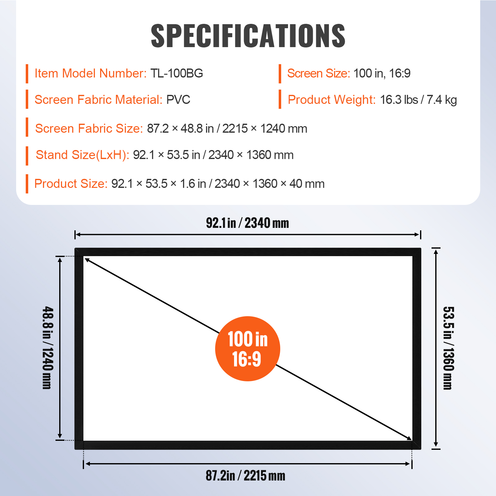 VEVOR 100"-155" Projector Screen 16:9 HD 4K Home Theatre 3D Aluminum & PVC - Picture 31 of 132