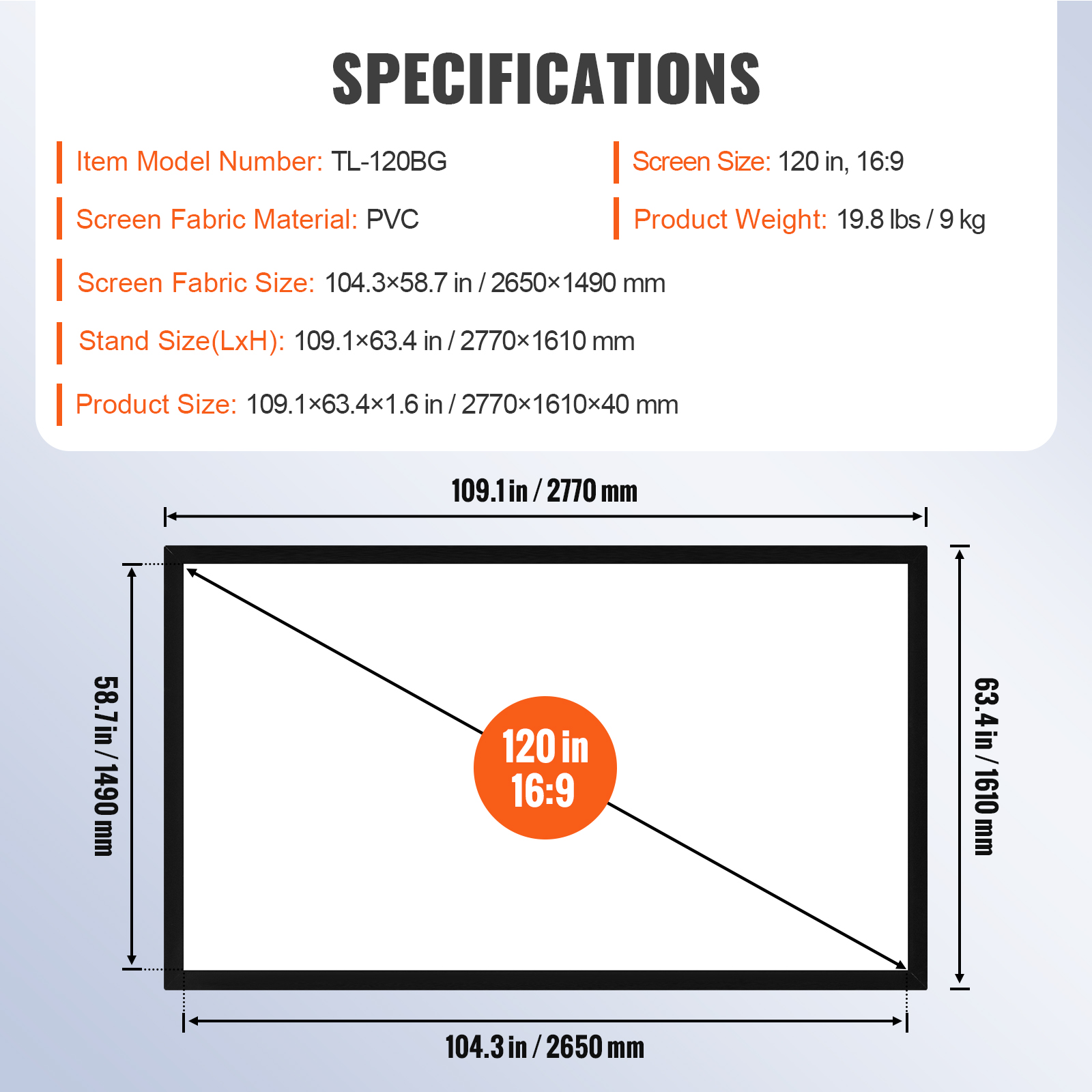 VEVOR 100"-155" Projector Screen 16:9 HD 4K Home Theatre 3D Aluminum & PVC - Picture 55 of 132