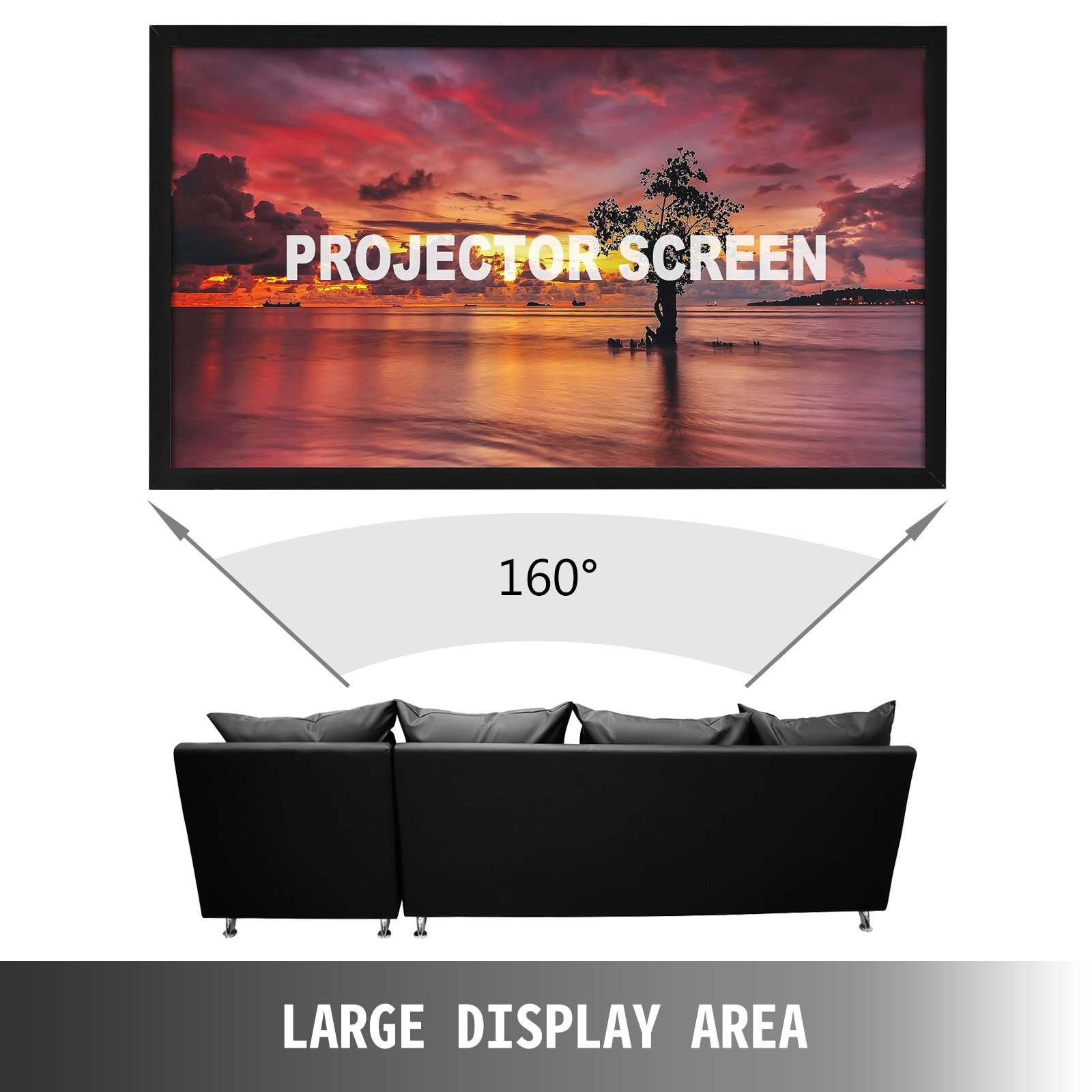 Pantalla de proyector de 100 pulgadas, pantalla de proyector de montaje en  pared 4K 16:9 HD, pantalla de proyección plegable, pantalla de proyector