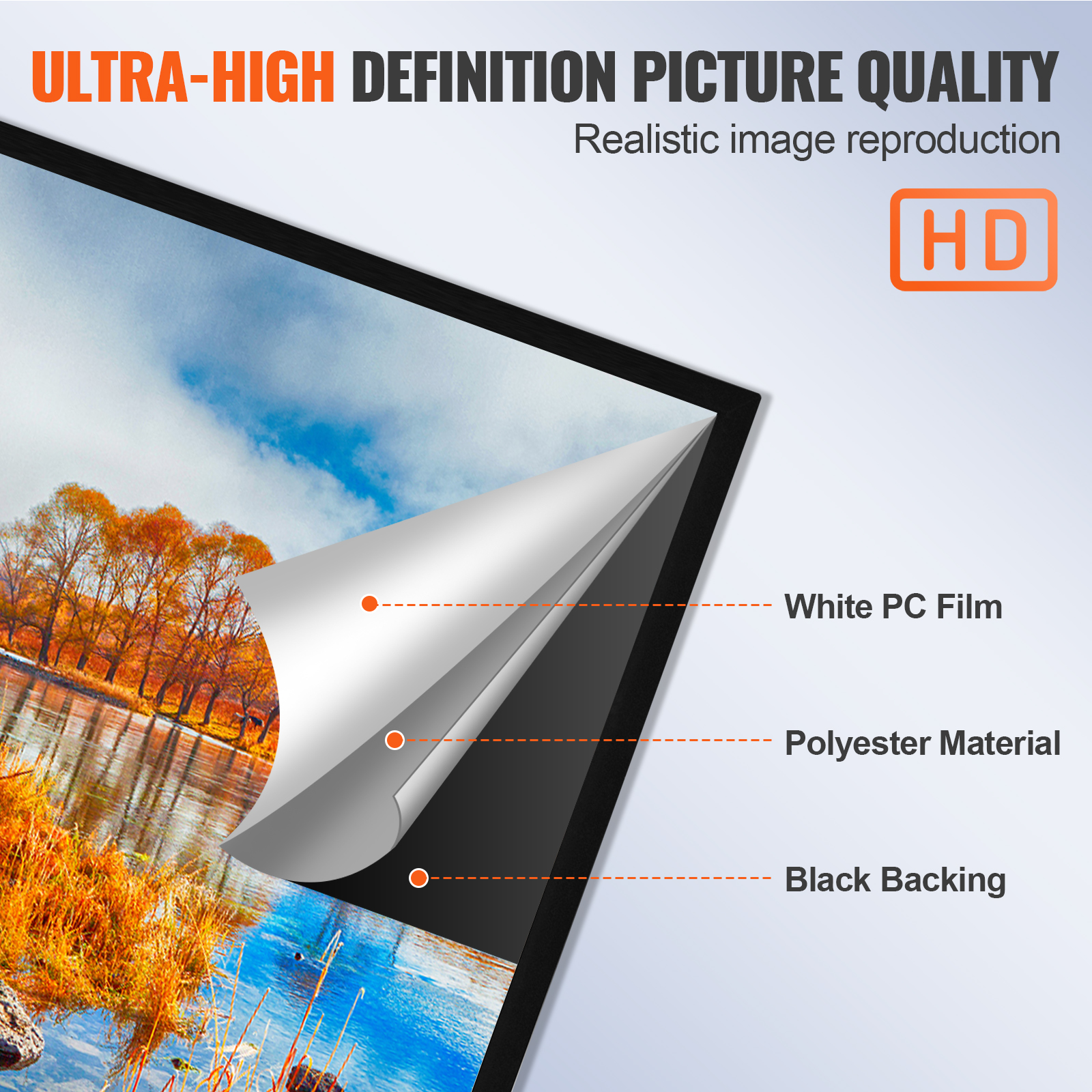 VEVOR 100"-155" Projector Screen 16:9 HD 4K Home Theatre 3D Aluminum & PVC - Picture 123 of 132