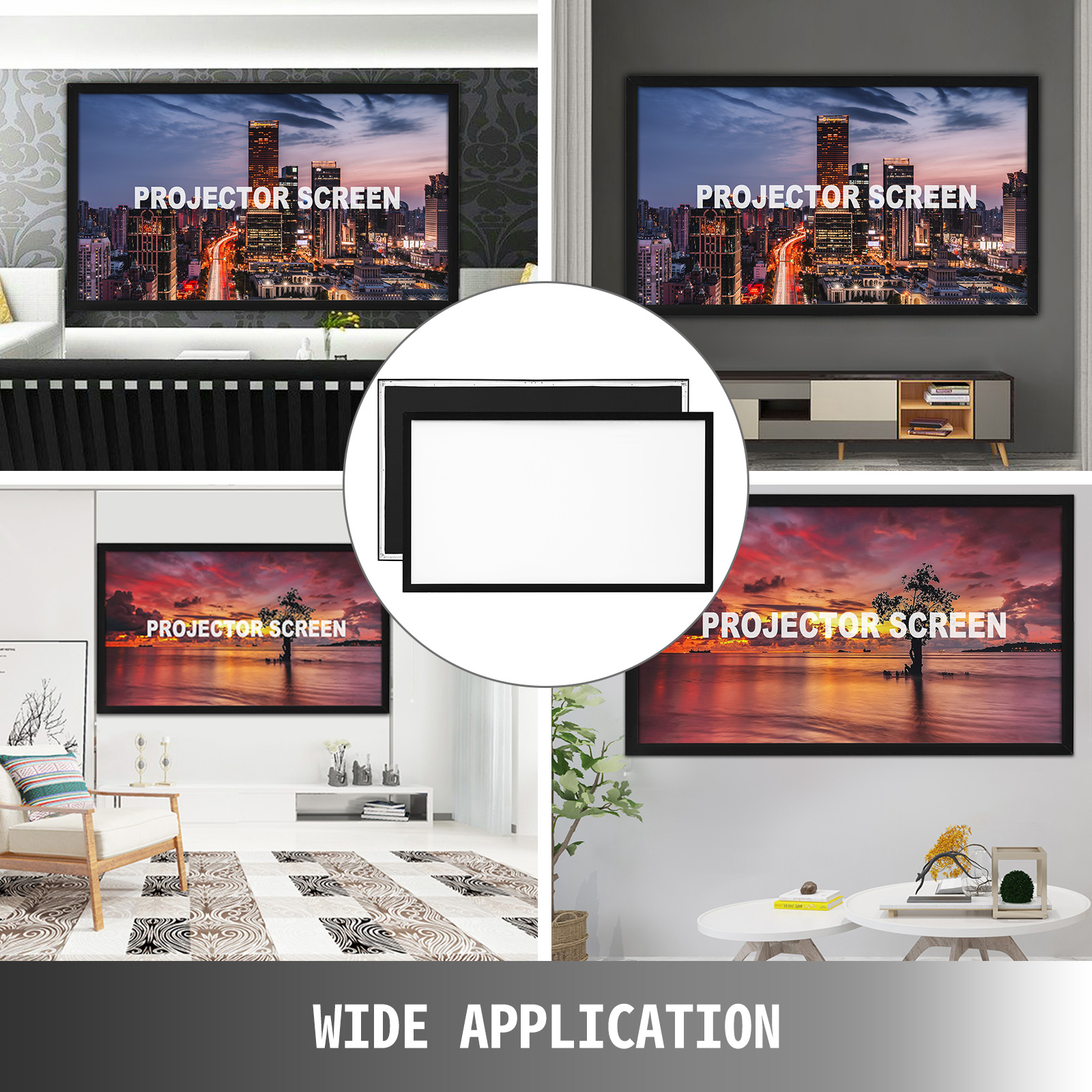 VEVOR 100"-155" Projector Screen 16:9 HD 4K Home Theatre 3D Aluminum & PVC - Picture 19 of 132