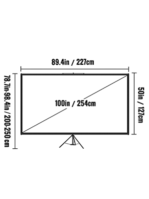 Pantalla de proyector con soporte de 100 pulgadas - Pantalla de proyección  para interior y exterior para películas o presentaciones en la oficina 