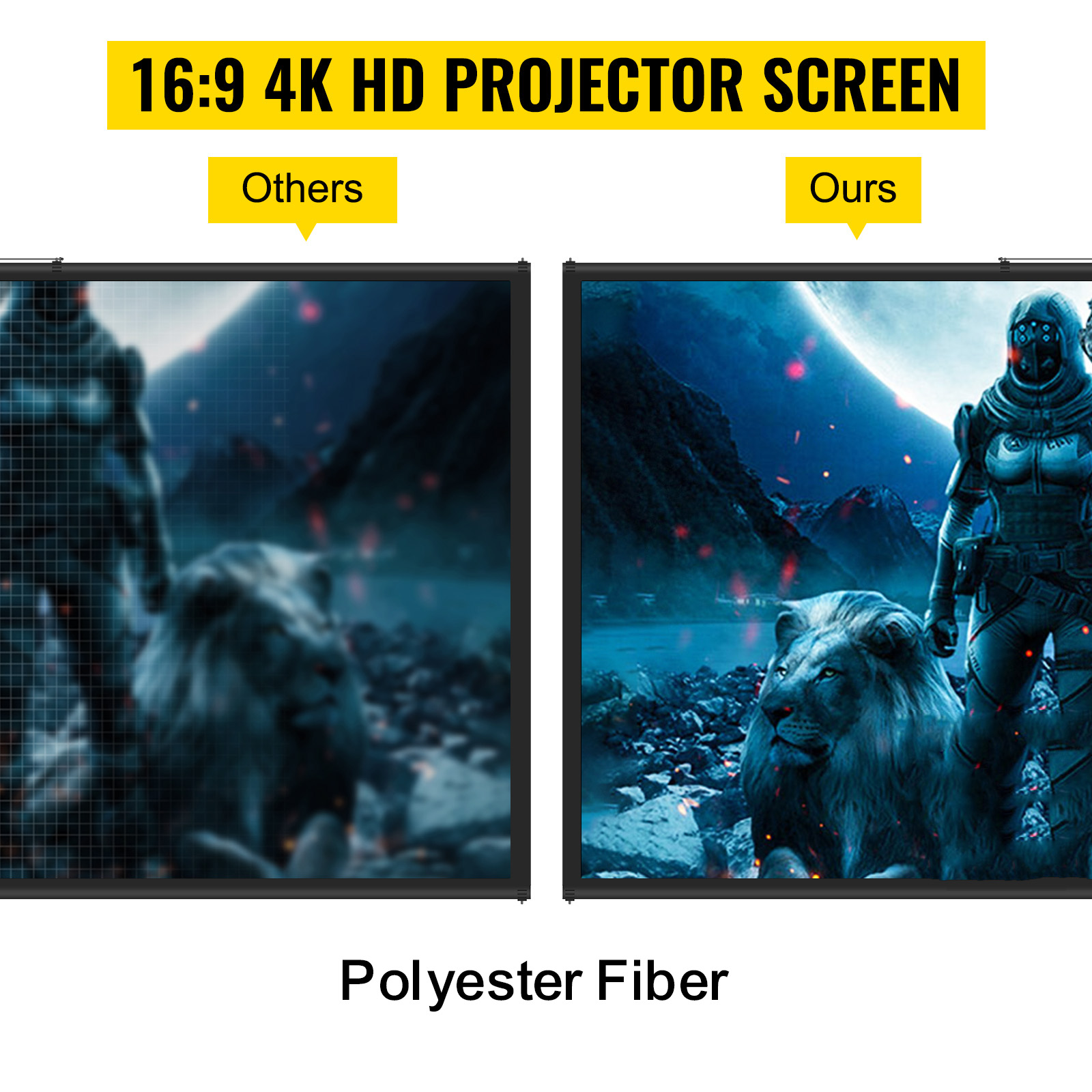 Tripod Projector Screen with Stand 60"/70"/80"/90"/100"/110" 4K HD 16:9 - Picture 16 of 72