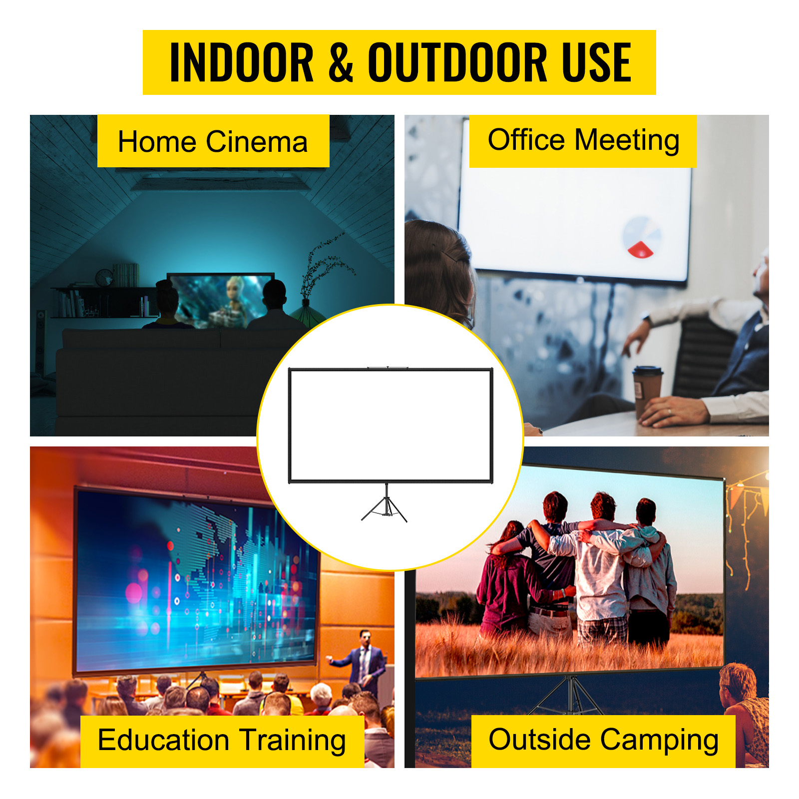 Tripod Projector Screen with Stand 60"/70"/80"/90"/100"/110" 4K HD 16:9 - Picture 33 of 72