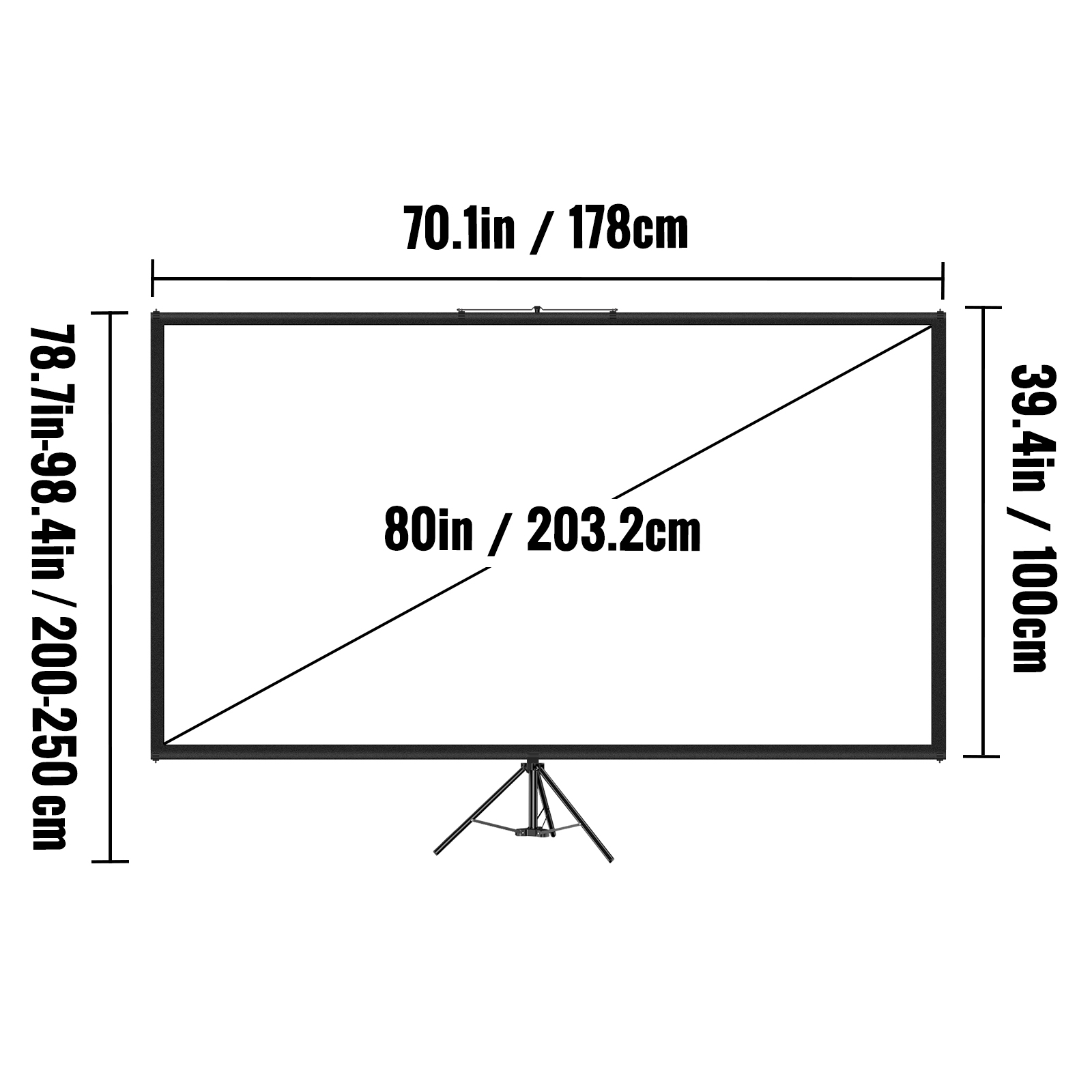 Tripod Projector Screen with Stand 60"/70"/80"/90"/100"/110" 4K HD 16:9 - Picture 35 of 72