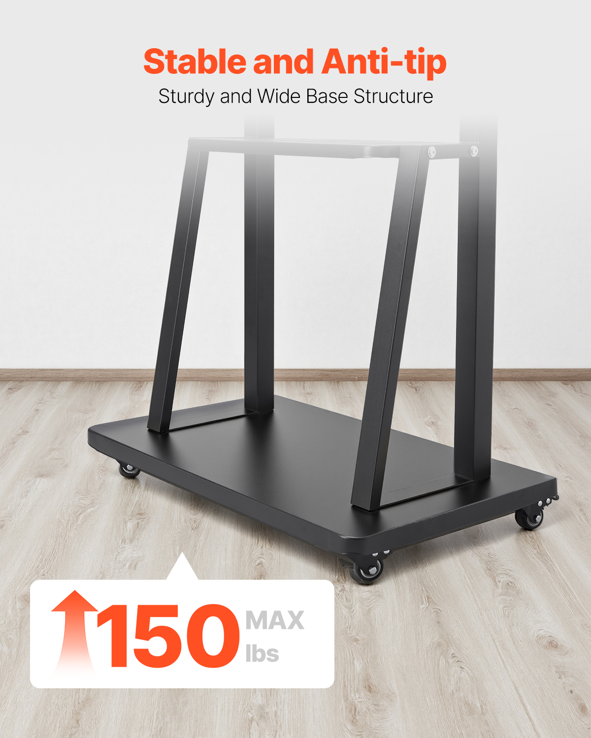 Rolling TV Stand Mobile TV Cart Holds Up to 44-205 lbs for 17-100 Inch Screens - Picture 23 of 115