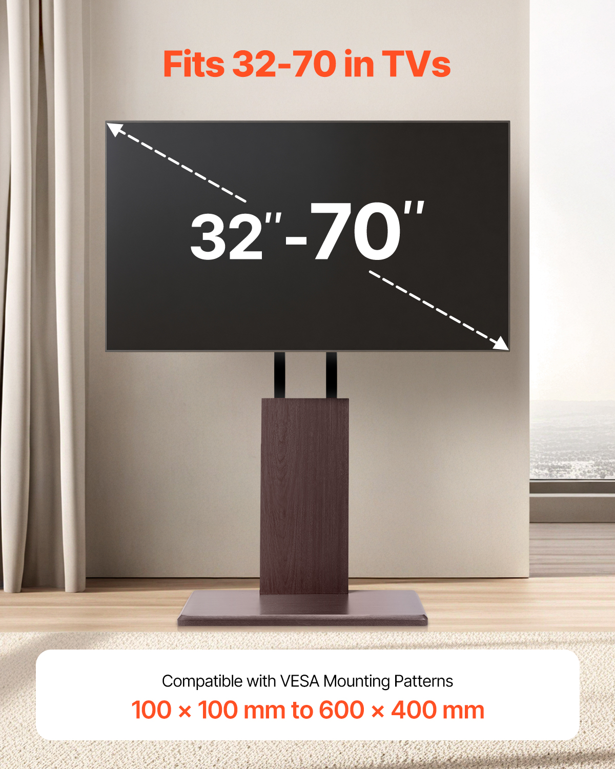 Rolling TV Stand Mobile TV Cart Holds Up to 44-205 lbs for 17-100 Inch Screens - Picture 69 of 115