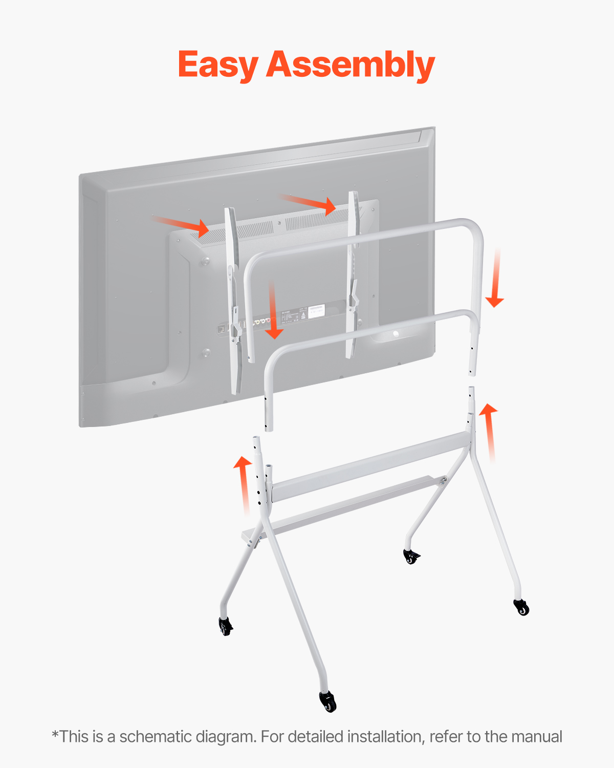Rolling TV Stand Mobile TV Cart Holds Up to 44-205 lbs for 17-100 Inch Screens - Picture 85 of 115