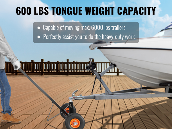  VEVOR Electric Trailer Dolly, 5000lbs Towing Capacity, 350W 12V  Trailer Jockey Wheel with 22 ft/min Moving Speed, 12''-24.8'' Adjustable  Clamp Height & 8'' Rubber Tire, for Moving Trailer Caravan Boat 