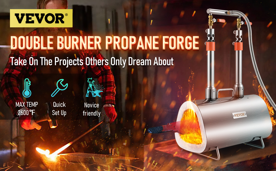 Portable Propane Forge Double Burner-Blacksmith Knife &Tool Make