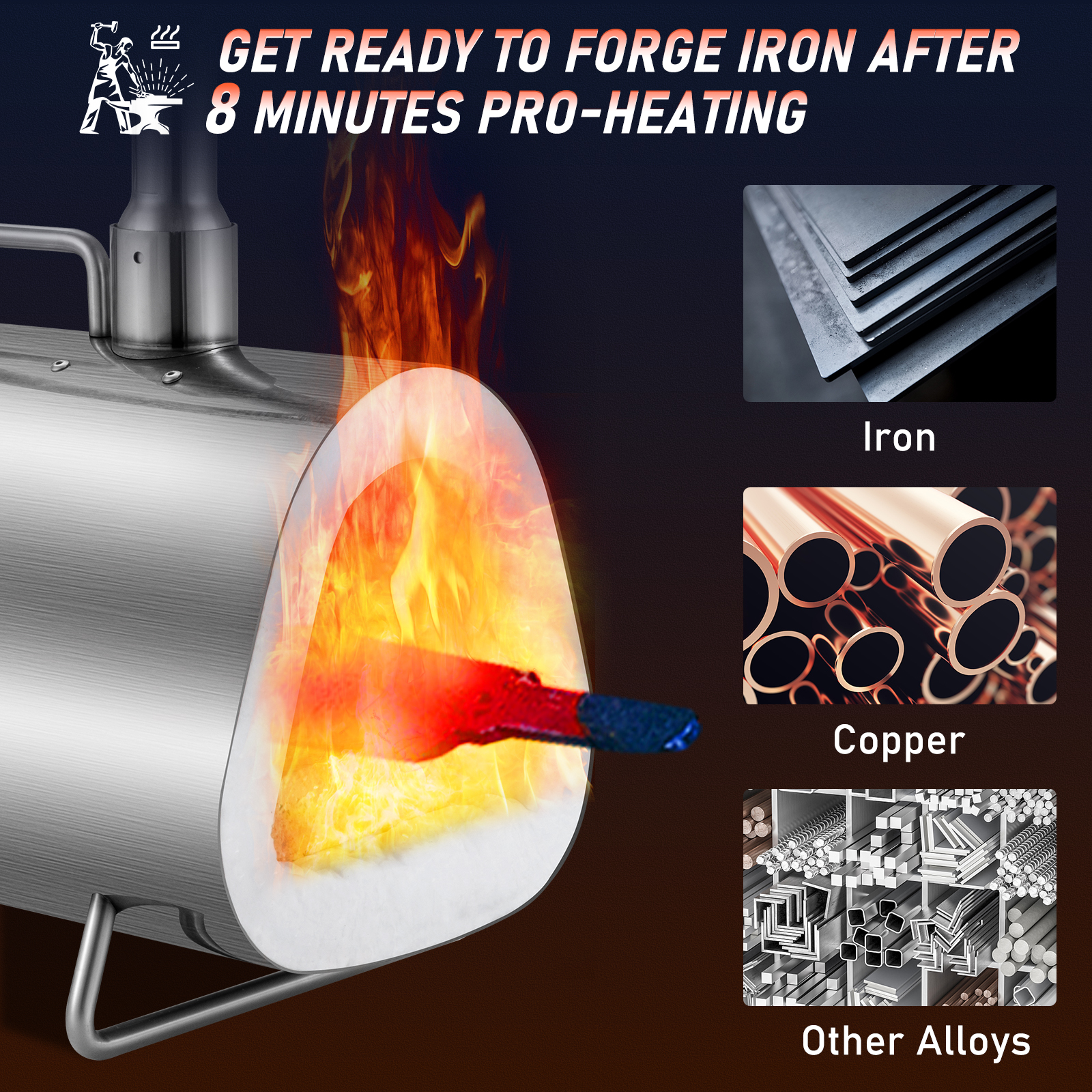 Double Burner Propane Forge Oval Knife Making Blacksmith Gas Forge Farrier  Furnace