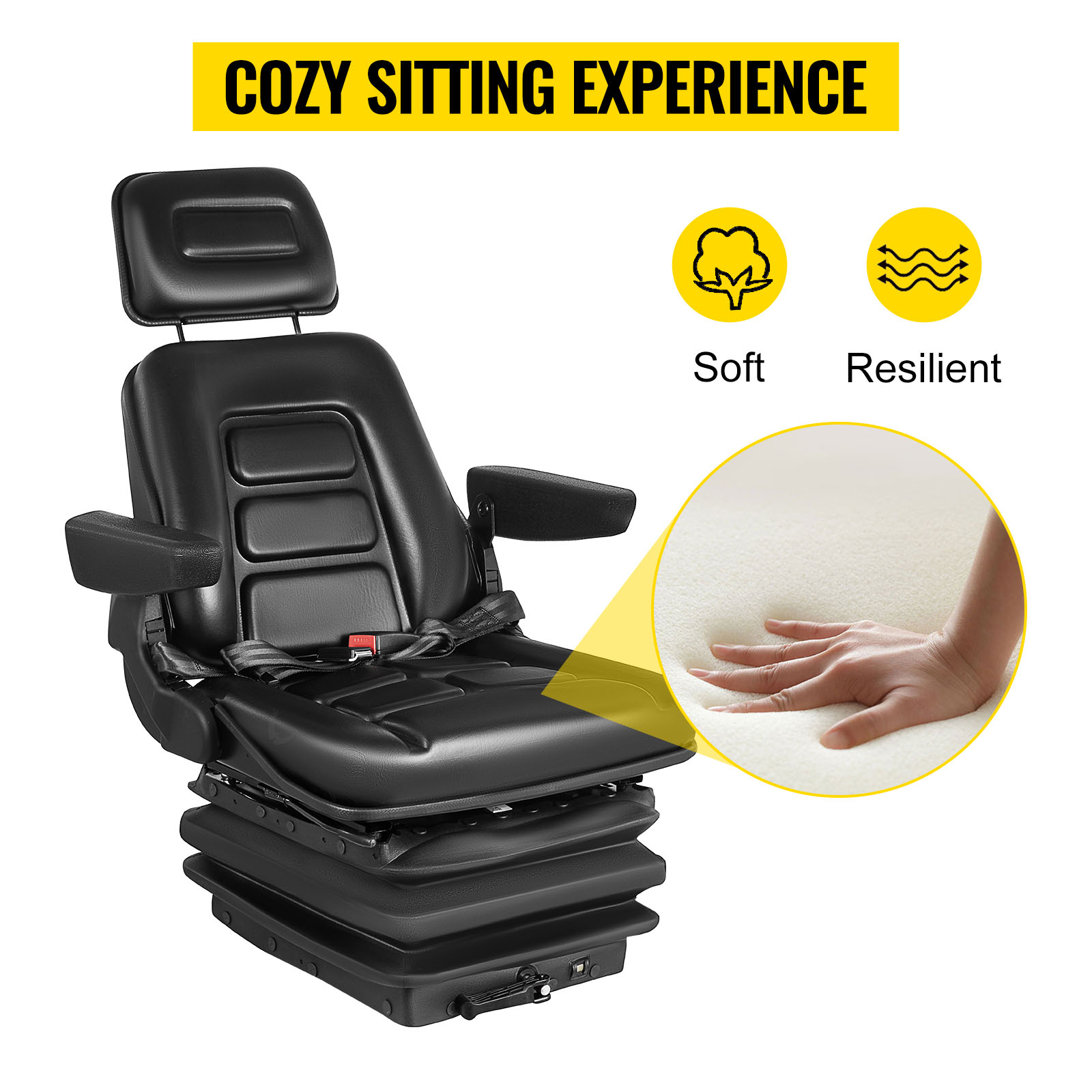 VEVOR Tractor Seat, Suspension Seat with 70° Adjustable Backrest