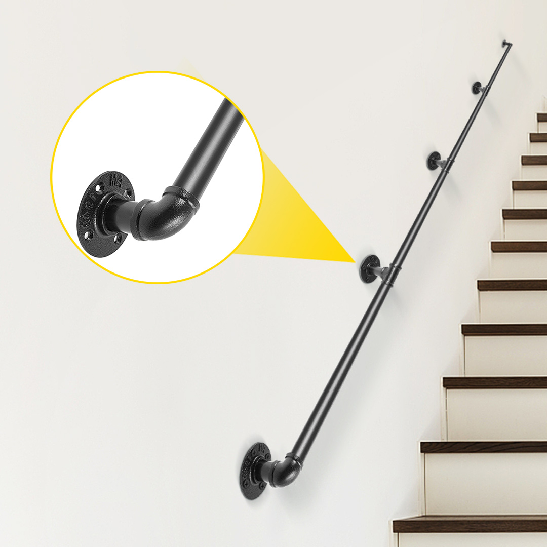 Pipe Stair Handrail Staircase Handrail 2-13 FT Carbon Steel for Wall Mount - Picture 116 of 126