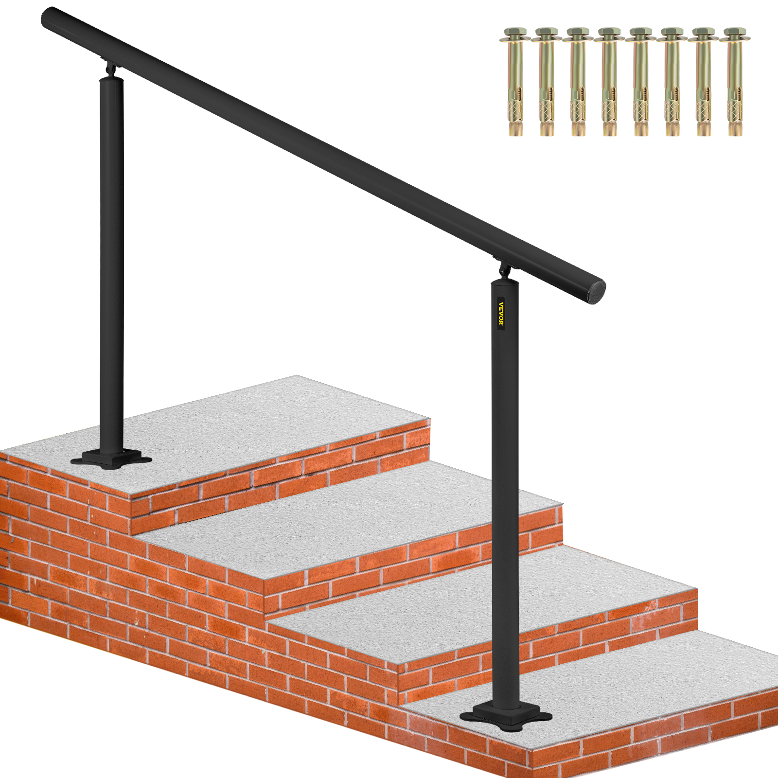 Outdoor Handrail,0-5 Steps,Black