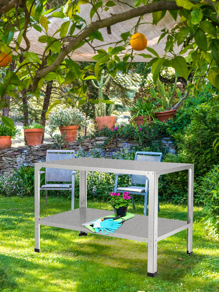 Table De Rempotage En Pin Massif Imprégné – Dimensions 108x45x86,5 Cm – Étagères De Rangement – Capacité 50 Kg – Pour Jardin, Terrasse, Serre