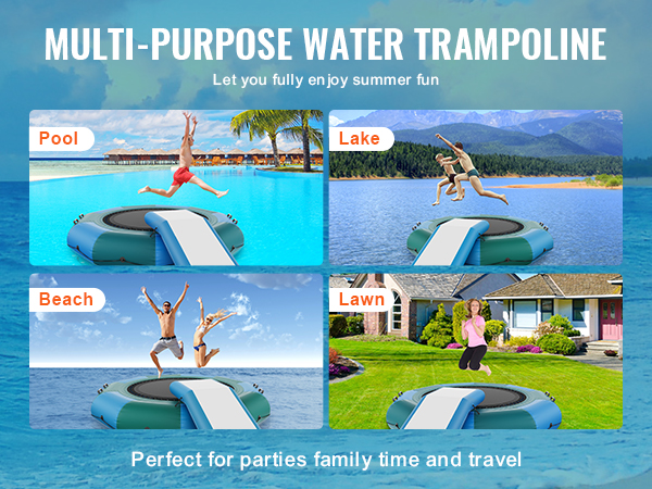 VEVOR Inflatable Water Bouncer, 10ft Recreational Water Trampoline ...