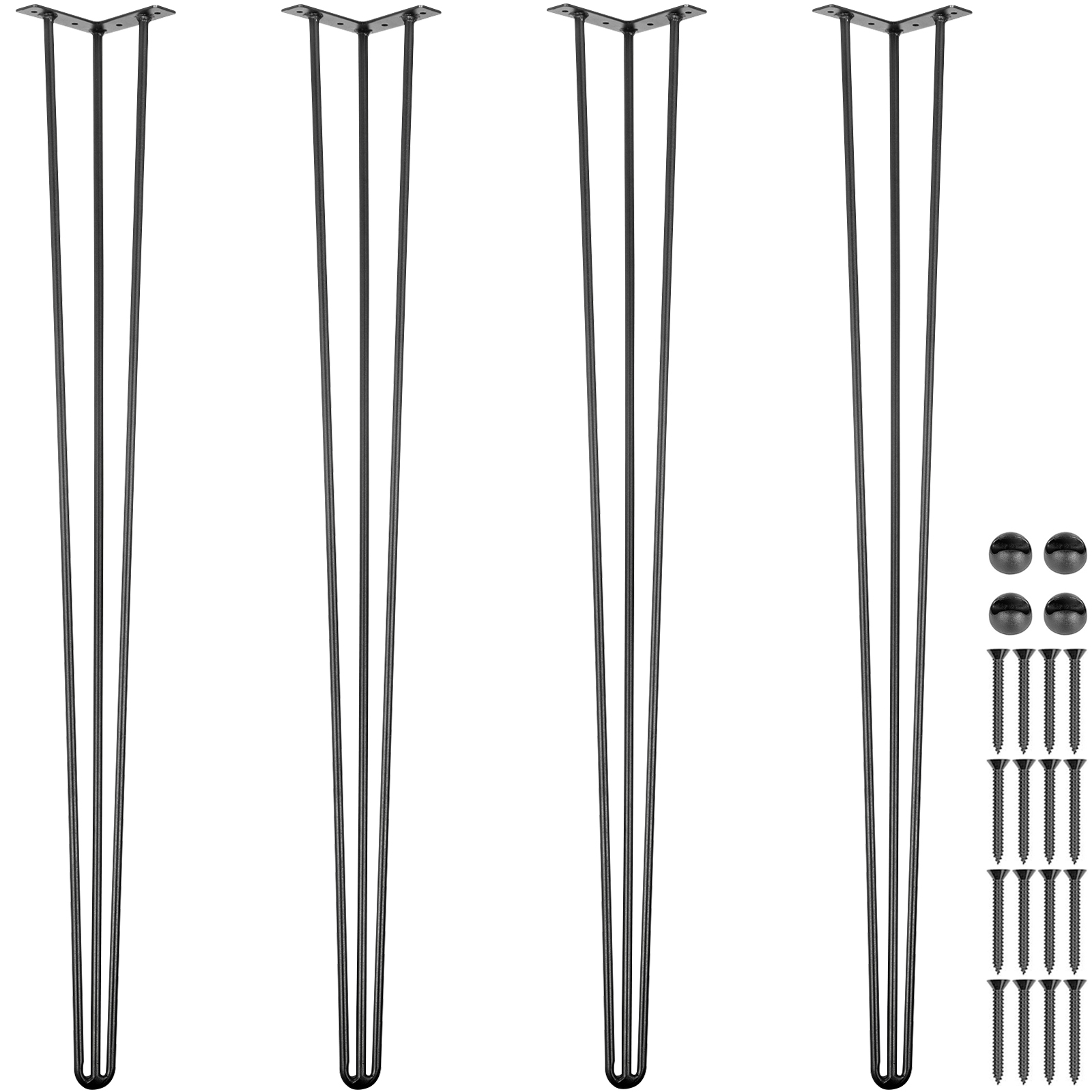 18" 2Rods Set of 4 Hairpin Table Legs Industrial Mid Century Modern Heavy Duty 
