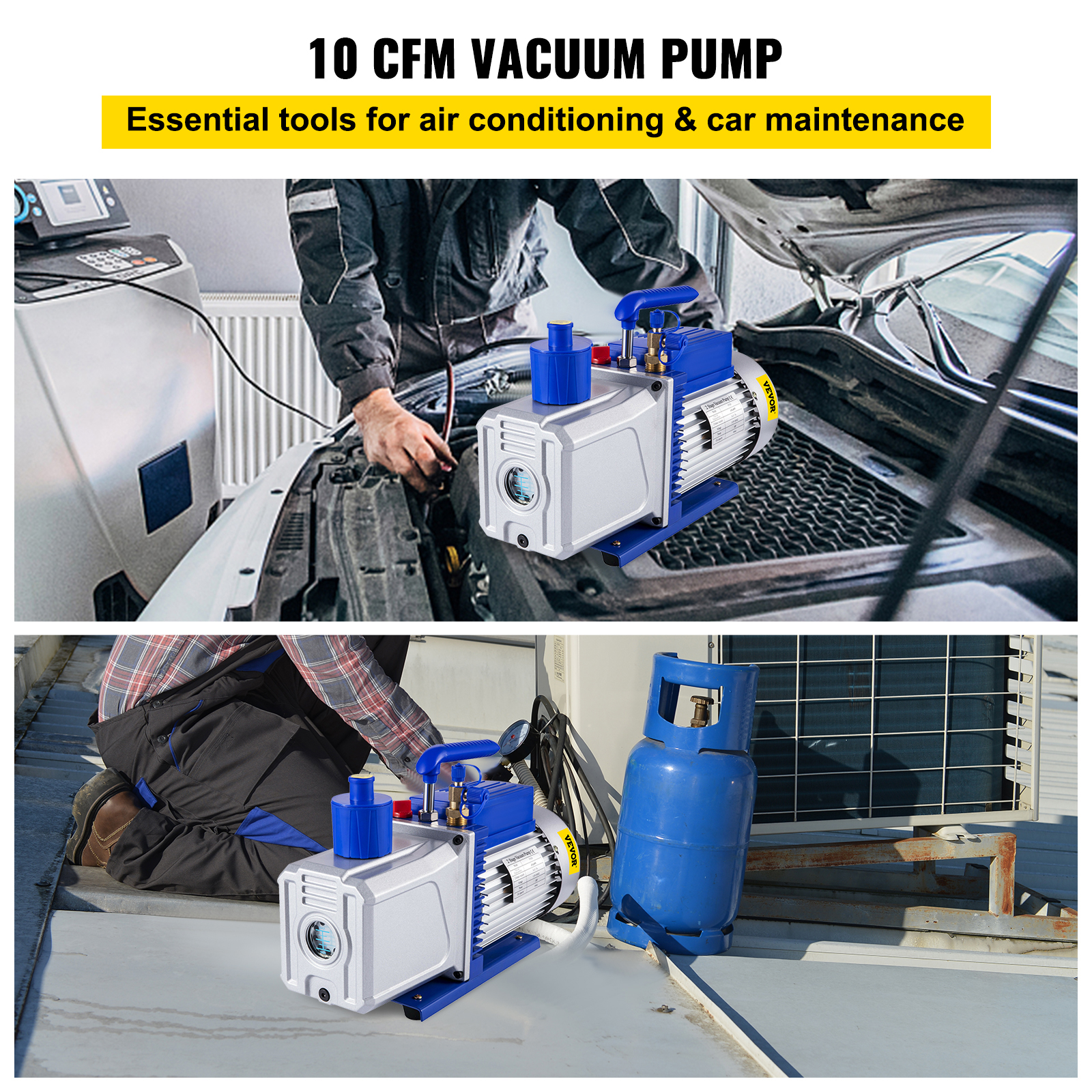9 CFM 1 HP Rotary 2 Stage Vacuum Pump Refrigerant Gauges Tools Air Condition - Picture 88 of 110