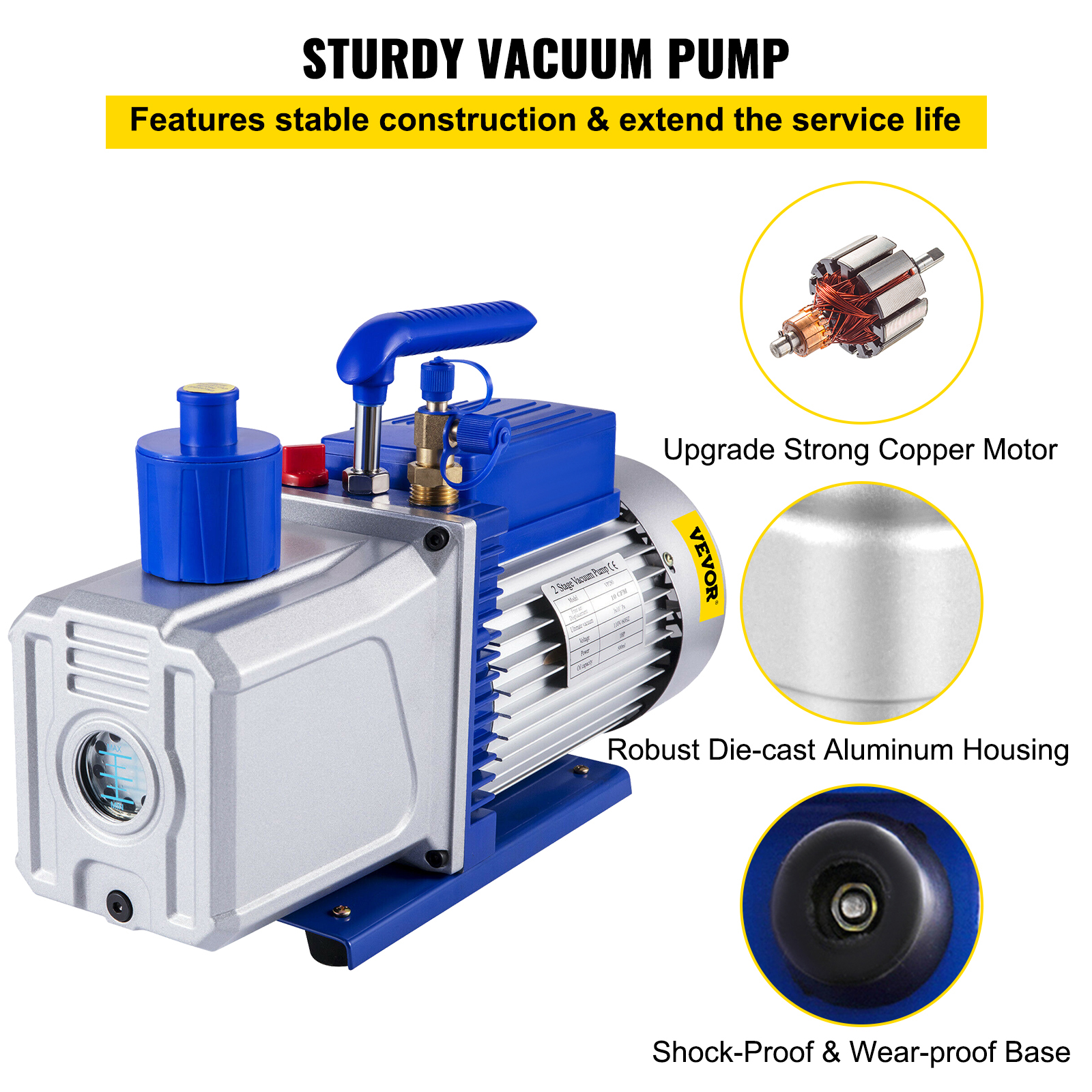 9 CFM 1 HP Rotary 2 Stage Vacuum Pump Refrigerant Gauges Tools Air Condition - Picture 89 of 110