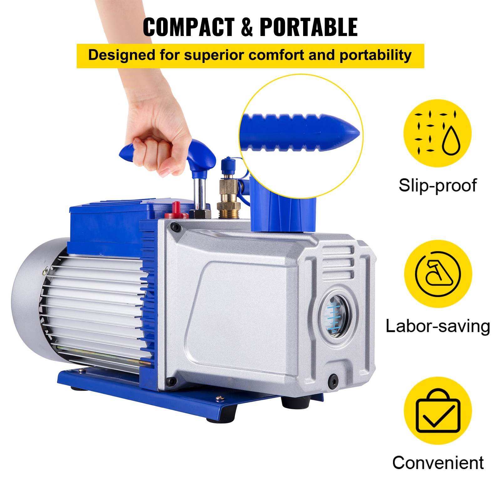 9 CFM 1 HP Rotary 2 Stage Vacuum Pump Refrigerant Gauges Tools Air Condition - Picture 92 of 110