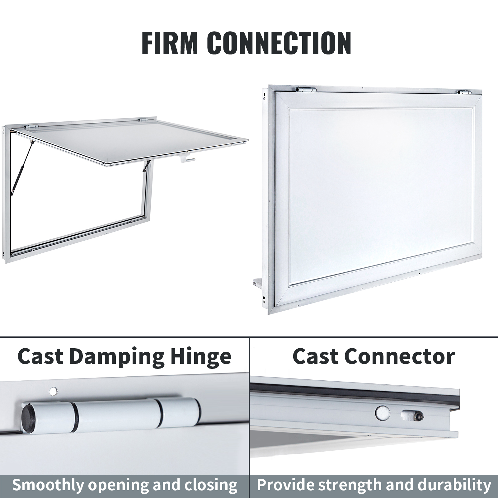 VEVOR Concession Window 36 x 24 Inch, Concession Stand Serving Window Door with Double-Point Fork Lock, Concession Awning Door Up to 85 degrees for Food Trucks, Glass Not Included