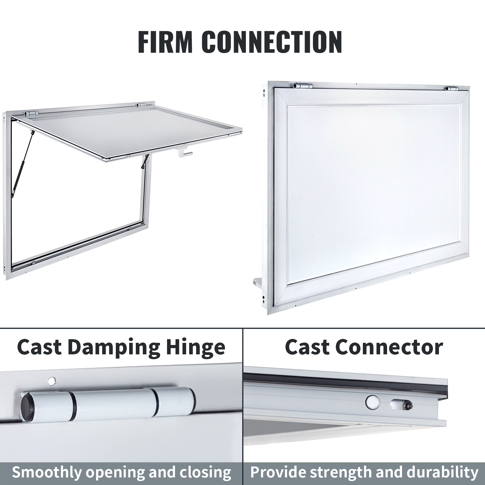 VEVOR Concession Window 36 x 36 Inch, Concession Stand Serving Window Door with Double-Point Fork Lock, Concession Awning Door Up to 85 degrees for Food Trucks, Glass Not Included