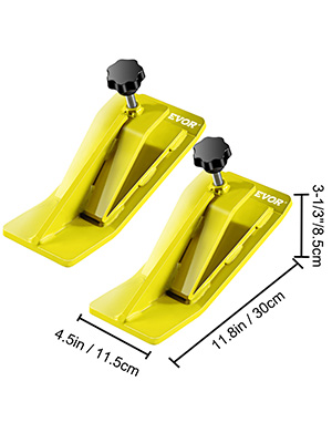VEVOR Tractor Bucket Protector, 2pcs Ski Edge Protector, 12" Long Turf Tamer Skid Protector, 4" Width, Heavy Duty Steel Bucket Attachment for Snow Leaves Removal, Spreading Gravel, Yellow