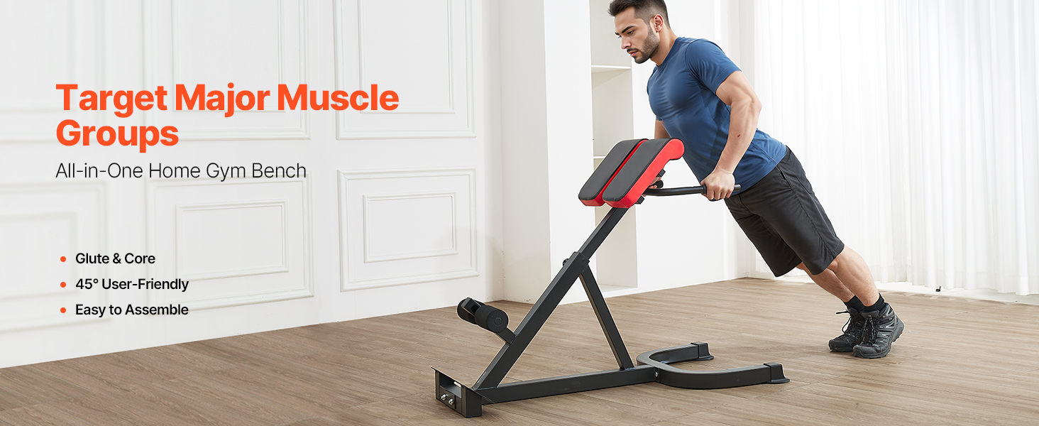 Banco de hiperextensão com cadeira romana VEVOR, máquina de extensão  ajustável de 136 kg, equipamento de exercício multifuncional para glúteos,  isquiotibiais, lombar e abdominais, banco de musculação para academia em  casa |, image size:1464x600