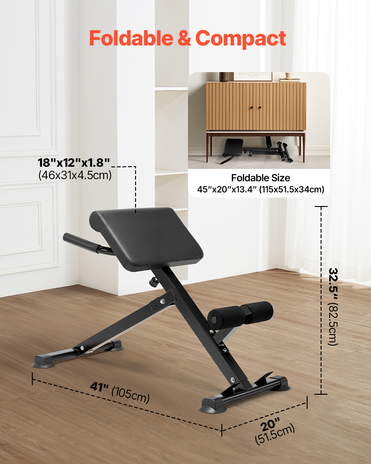 Roman Chair Back Extension Hyperextension Bench Multi-Function Adjustable Gym