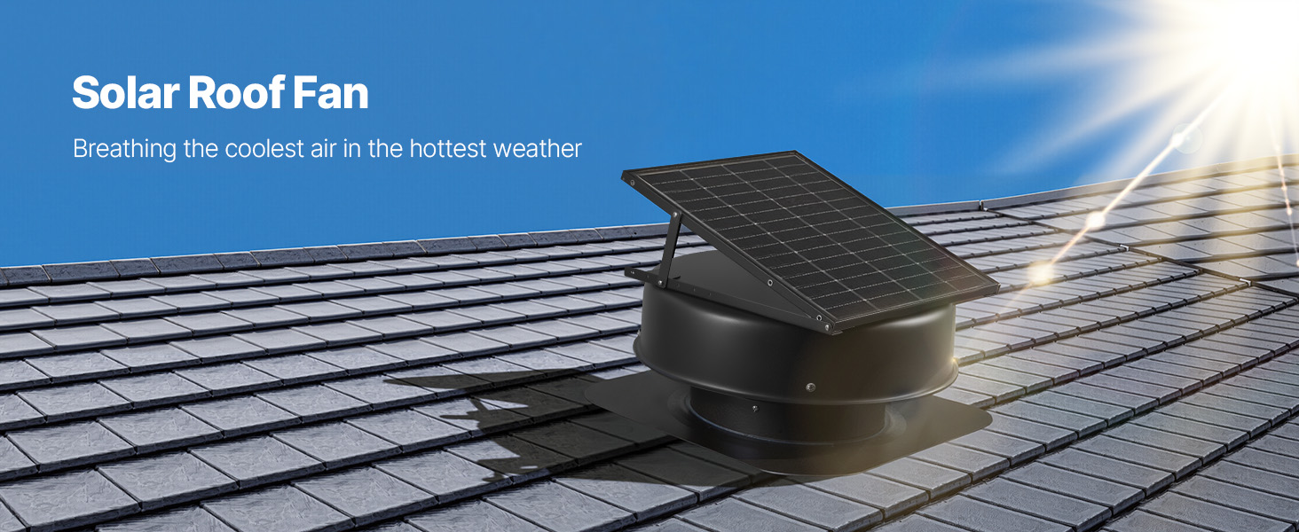 VEVOR Solar Roof Attic Exhaust Fan 50W with Smart Thermostat