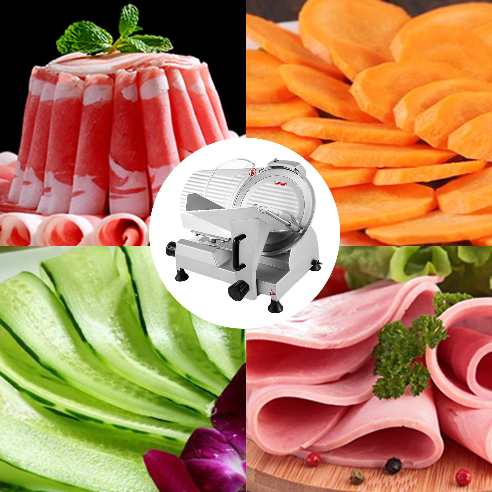 VEVOR Commercial Meat Slicer, 10 inch Electric Food Slicer, 240W Frozen