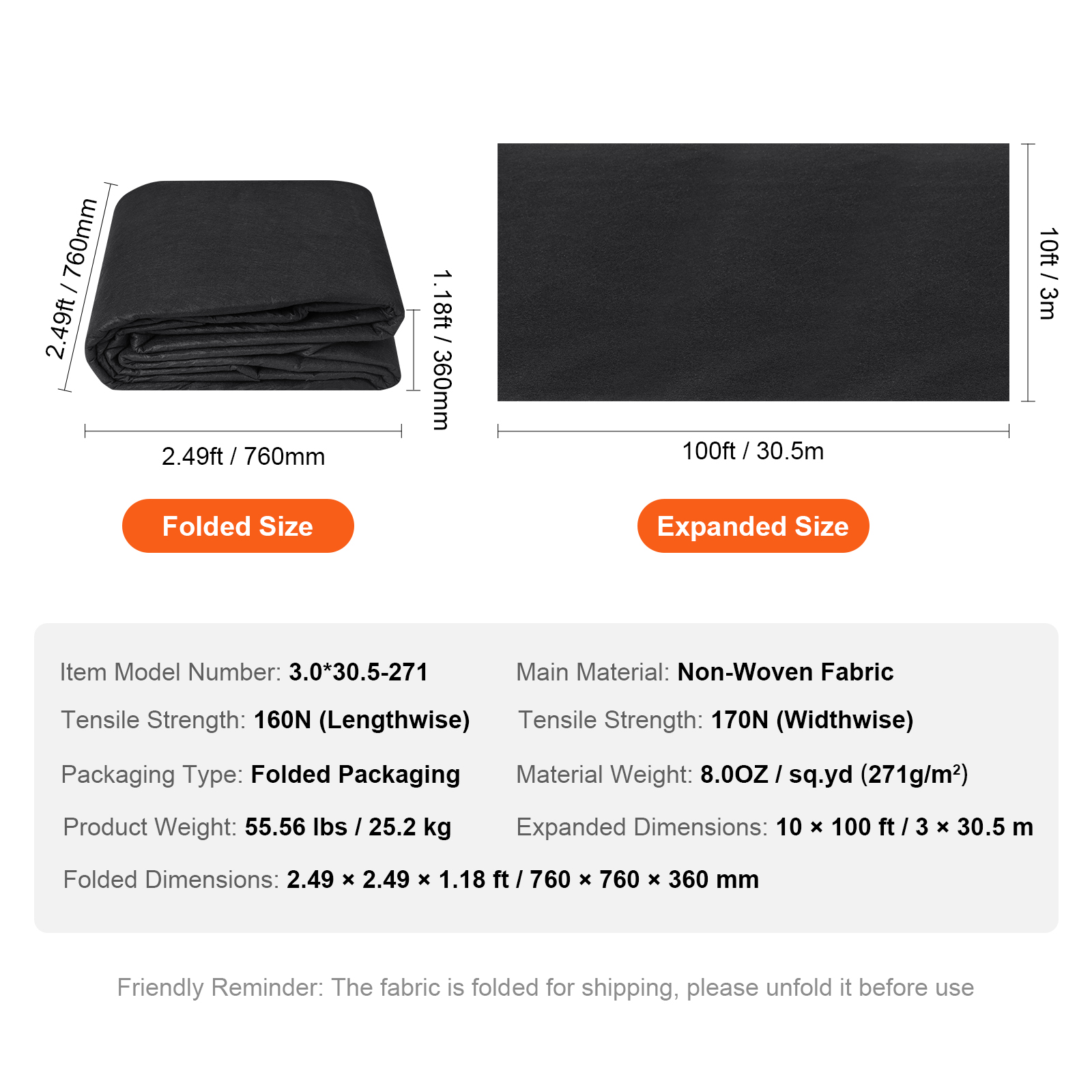Non-Woven Geotextile Weed Barrier Fabric Cover 6x50/4x100/6x100/10x100FT 8OZ - Picture 45 of 50