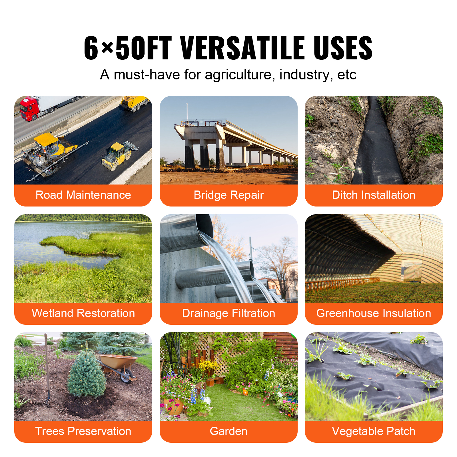 Non-Woven Geotextile Weed Barrier Fabric Cover 6x50/4x100/6x100/10x100FT 8OZ - Picture 8 of 50