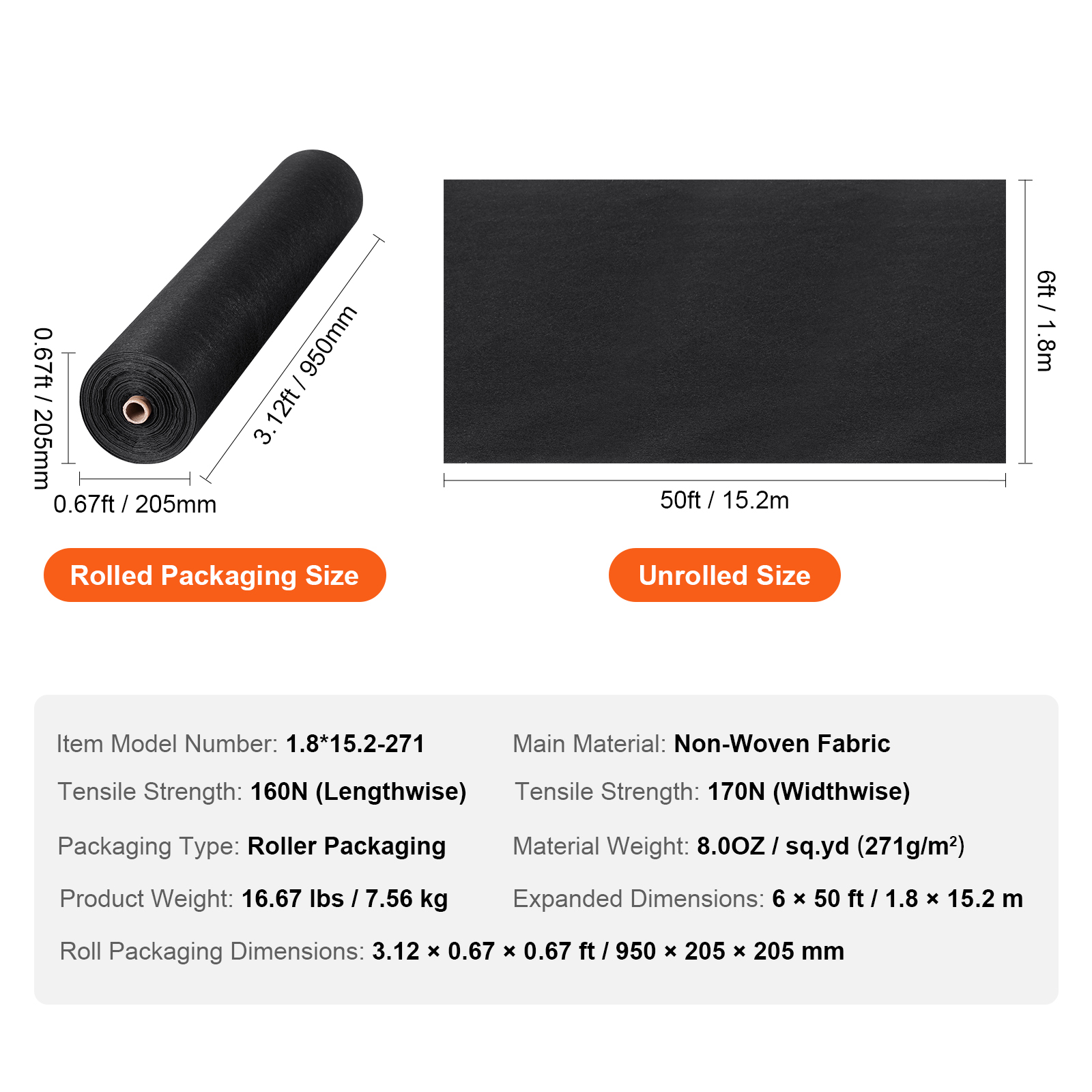Non-Woven Geotextile Weed Barrier Fabric Cover 6x50/4x100/6x100/10x100FT 8OZ - Picture 9 of 50