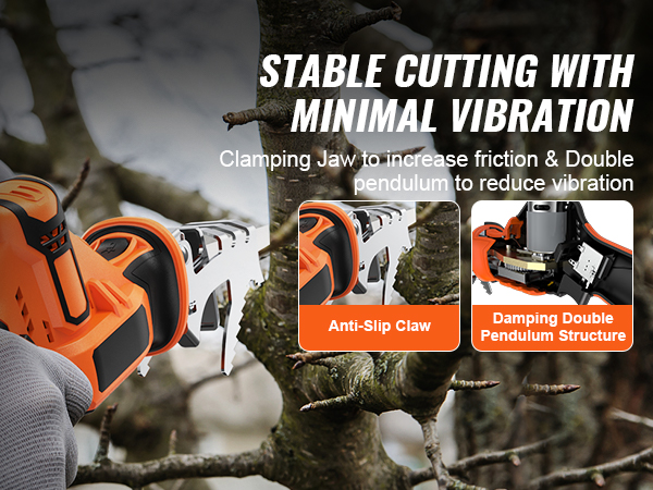 VEVOR Cordless Reciprocating Saw, 0-2700RPM Variable Speed, 0.8" Stroke Fast Cutting, 12V 45 Mins Fast Wireless Charging, Battery Powered with Branch Support and Blades for Wood, Metal, PVC