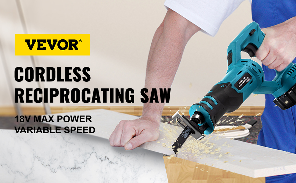 P.I.T. Power Reciprocating Saw, 20V Cordless Reciprocating Saw with 2.0Ah  Batteries and Charger, 6 Saw Blades, Variable Speed, Battery Powered Saw  for Woods/Metal/Plastic Cutting 