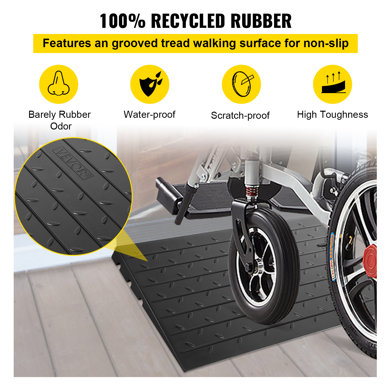 VEVOR Rubber Threshold Curb Ramp 1.5in-4 in Rise Wheelchair Scooters Access Ramp - Picture 78 of 109