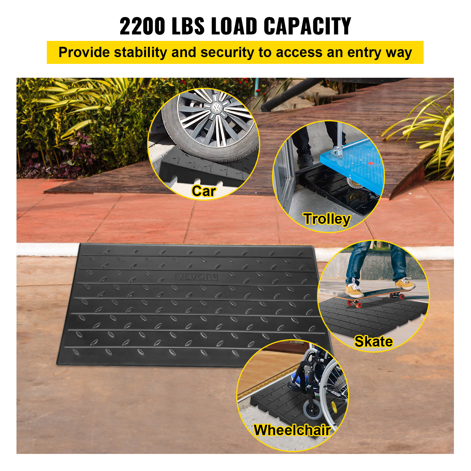 VEVOR Rubber Threshold Curb Ramp 1.5in-4 in Rise Wheelchair Scooters Access Ramp - Picture 79 of 109