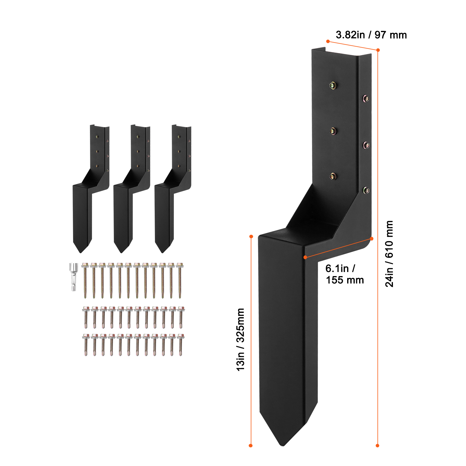 VEVOR Fence Post Anchor Repair Kit, 4 Pack Inner Diameter 3.5 x3.5 ...