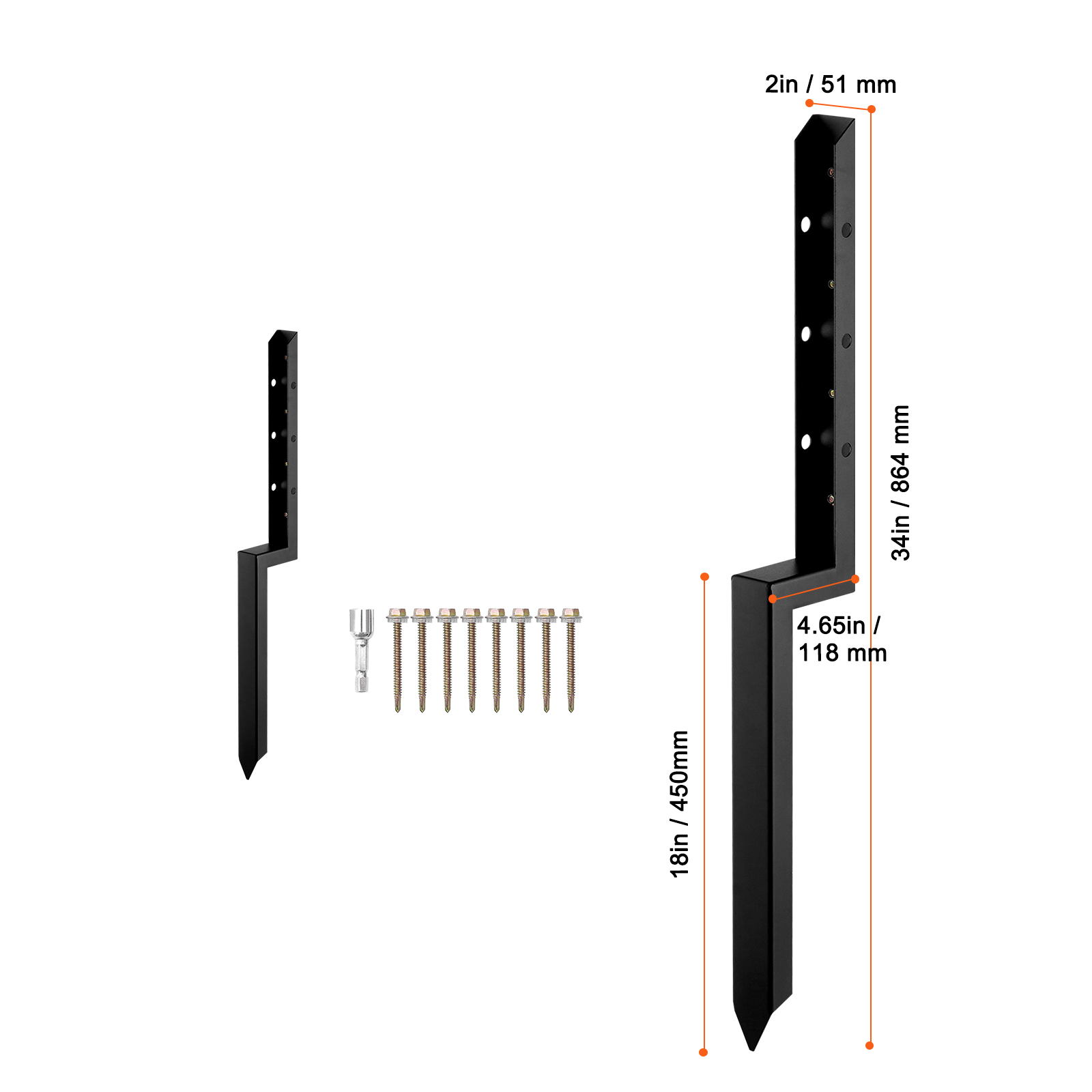 VEVOR Fence Post Anchor Repair Kit, 2 Pack Inner Diameter 2 x2 Inches ...